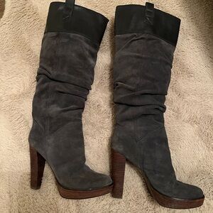 BCBGMaxAzria Charcoal Suede Heeled Boots